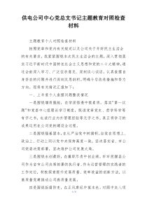 供电公司中心党总支书记主题教育对照检查材料