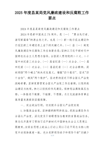 2025年度县某局党风廉政建设和反腐败工作要点