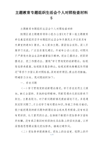 主题教育专题组织生活会个人对照检查材料5