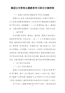 集团公司贯彻主题教育学习研讨方案样例