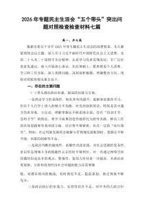 2026年专题民主生活会“五个带头”突出问题对照检查检查材料七篇