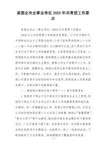 某国企央企事业单位2025年共青团工作要点