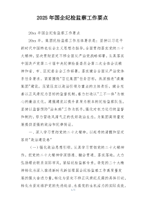 2025年国企纪检监察工作要点