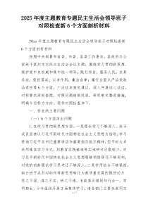 2025年度主题教育专题民主生活会领导班子对照检查新6个方面剖析材料