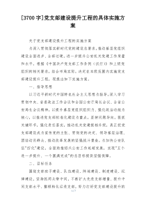 [3700字]党支部建设提升工程的具体实施方案