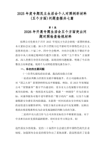2026年度专题民主生活会个人对照剖析材料（五个方面）问题查摆共七篇