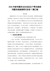 2026年度专题民主生活会五个带头检视问题自我查摆研讨发言7篇汇编