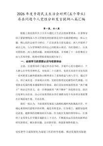 2026年度专题民主生活会对照（五个带头）存在问题个人党性分析发言提纲八篇汇编