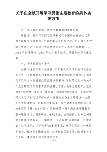 关于在全镇开展学习贯彻主题教育的具体实施方案