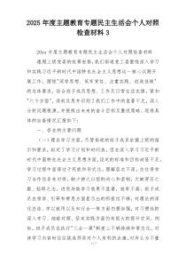 2025年度主题教育专题民主生活会个人对照检查材料3