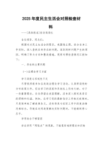 2026年度民主生活会对照检查材料66