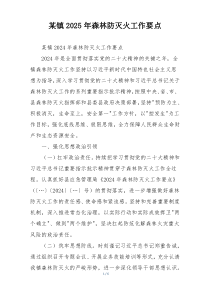 某镇2025年森林防灭火工作要点