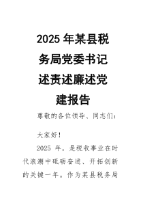 2026年某县税务局党委书记述责述廉述党建报告