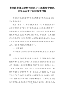 市行政审批局党组领导班子主题教育专题民主生活会班子对照检查材料