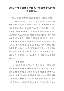 2025年度主题教育专题民主生活会个人对照检查材料4