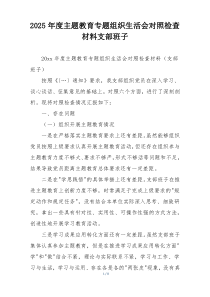 2025年度主题教育专题组织生活会对照检查材料支部班子