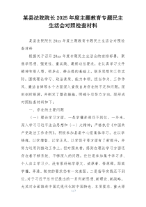 某县法院院长2025年度主题教育专题民主生活会对照检查材料