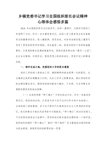 乡镇党委书记学习全国组织部长会议精神心得体会感悟多篇