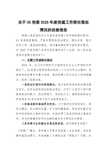 关于XX党委2026年度党建工作责任落实情况的自查报告
