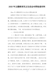 2025年主题教育民主生活会对照检查材料