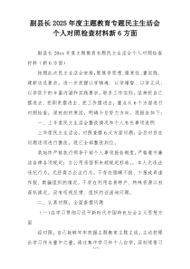 副县长2025年度主题教育专题民主生活会个人对照检查材料新6方面
