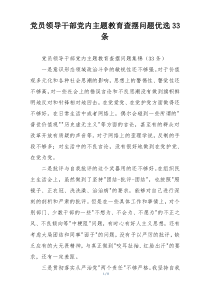 党员领导干部党内主题教育查摆问题优选33条