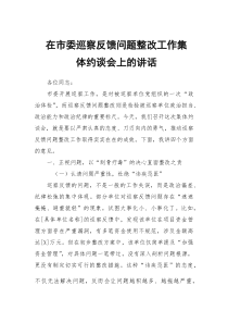 在市委巡察反馈问题整改工作集体约谈会上的讲话