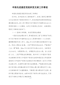 申报先进基层党组织党支部工作事迹