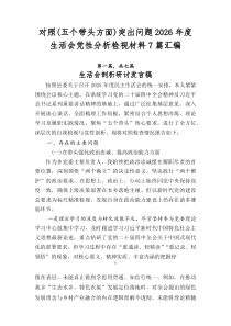 对照（五个带头方面）突出问题2026年度生活会党性分析检视材料7篇汇编