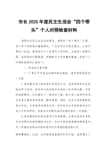市长2026年度民主生活会“四个带头”个人对照检查材料