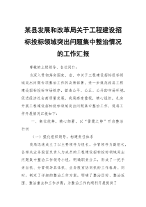 某县发展和改革局关于工程建设招标投标领域突出问题集中整治情况的工作汇报
