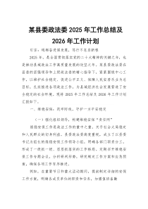 某县委政法委2026年工作总结及2026年工作计划