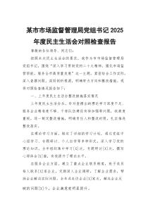 某市市场监督管理局党组书记2026年度民主生活会对照检查报告3