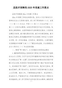 县医疗保障局2025年党建工作要点
