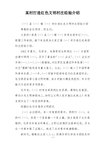 某村打造红色文明村庄经验介绍