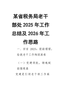 某省税务局老干部处2026年工作总结及2026年工作思路