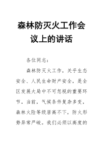 森林防灭火工作会议上的讲话