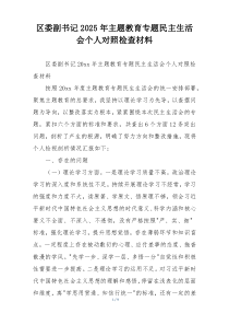 区委副书记2025年主题教育专题民主生活会个人对照检查材料