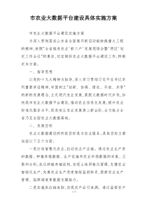 市农业大数据平台建设具体实施方案
