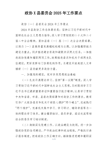 政协X县委员会2025年工作要点