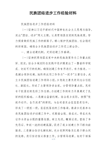 民族团结进步工作经验材料