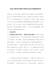 2026年度党支部班子组织生活会对照检查材料