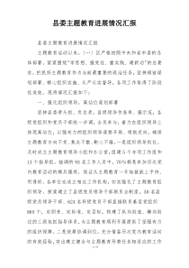 县委主题教育进展情况汇报