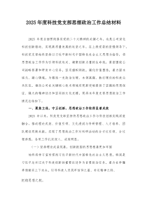 2026年度科技党支部思想政治工作总结材料