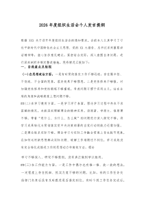 2026年度组织生活会个人发言提纲