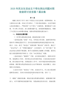 2026年民主生活会五个带头突出问题对照检查研讨发言稿7篇合集