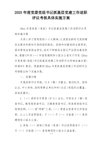 2025年度党委党组书记抓基层党建工作述职评议考核具体实施方案