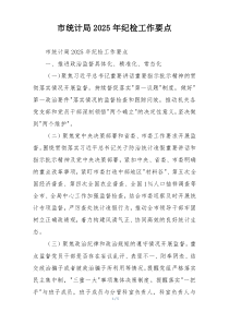 市统计局2025年纪检工作要点