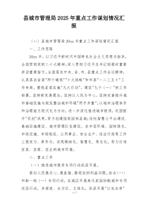 县城市管理局2025年重点工作谋划情况汇报