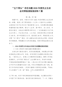 “五个带头”存在问题2026年度民主生活会对照检查检视材料7篇